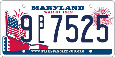 MD license plate 9BL7525