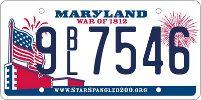 MD license plate 9BL7546