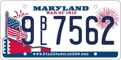 MD license plate 9BL7562
