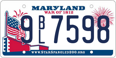 MD license plate 9BL7598