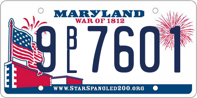 MD license plate 9BL7601
