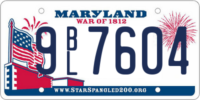 MD license plate 9BL7604