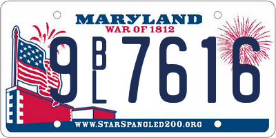 MD license plate 9BL7616