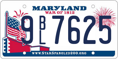 MD license plate 9BL7625