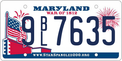 MD license plate 9BL7635