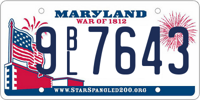 MD license plate 9BL7643