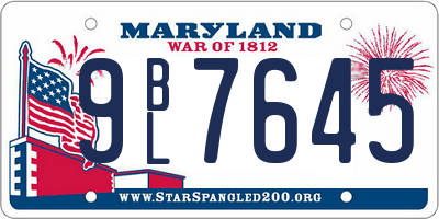 MD license plate 9BL7645