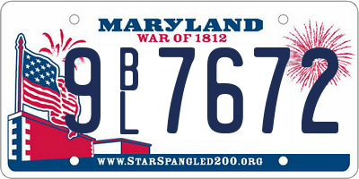 MD license plate 9BL7672