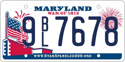 MD license plate 9BL7678