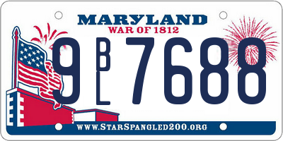 MD license plate 9BL7688