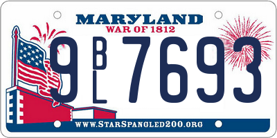 MD license plate 9BL7693