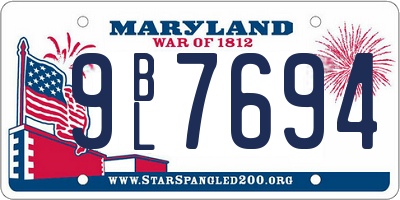 MD license plate 9BL7694