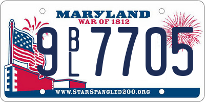MD license plate 9BL7705