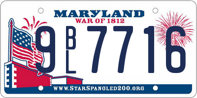 MD license plate 9BL7716