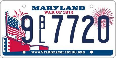 MD license plate 9BL7720