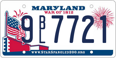 MD license plate 9BL7721