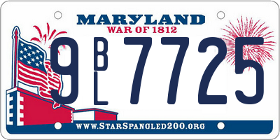 MD license plate 9BL7725