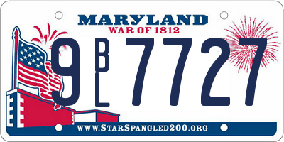 MD license plate 9BL7727