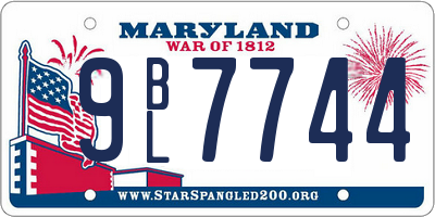 MD license plate 9BL7744