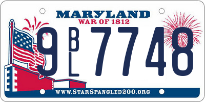MD license plate 9BL7748