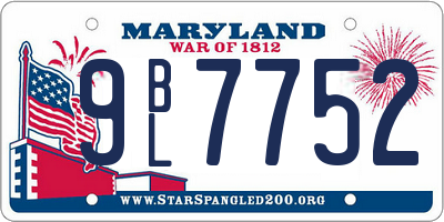 MD license plate 9BL7752