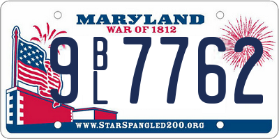 MD license plate 9BL7762