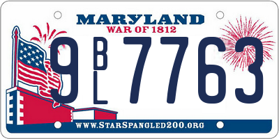 MD license plate 9BL7763