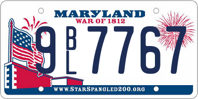 MD license plate 9BL7767