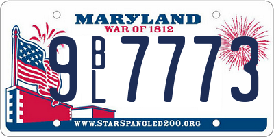 MD license plate 9BL7773