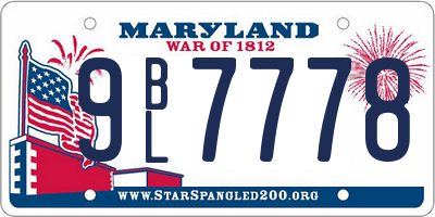 MD license plate 9BL7778