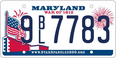 MD license plate 9BL7783