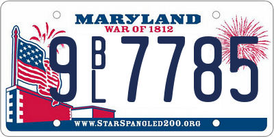 MD license plate 9BL7785