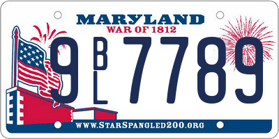 MD license plate 9BL7789