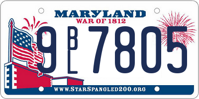 MD license plate 9BL7805