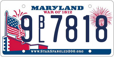 MD license plate 9BL7818