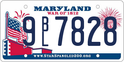 MD license plate 9BL7828