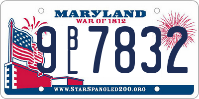 MD license plate 9BL7832