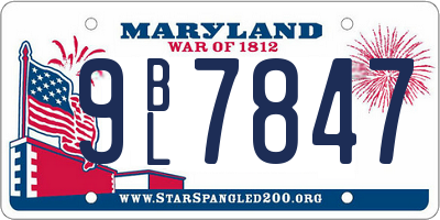 MD license plate 9BL7847