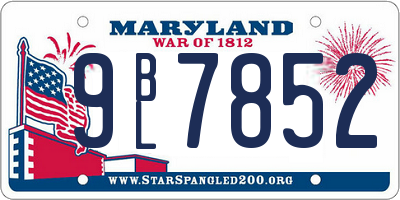 MD license plate 9BL7852