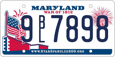 MD license plate 9BL7898
