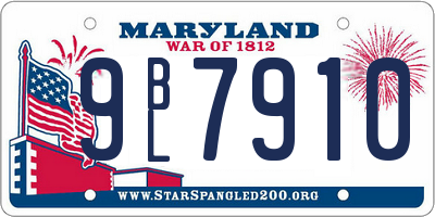MD license plate 9BL7910