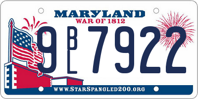 MD license plate 9BL7922