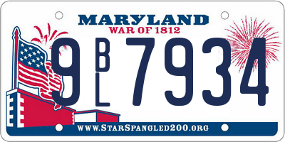 MD license plate 9BL7934