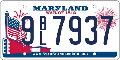 MD license plate 9BL7937