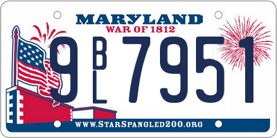 MD license plate 9BL7951