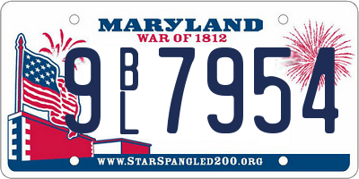 MD license plate 9BL7954
