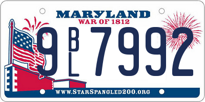MD license plate 9BL7992