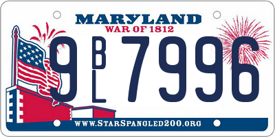 MD license plate 9BL7996