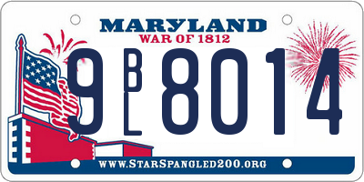 MD license plate 9BL8014