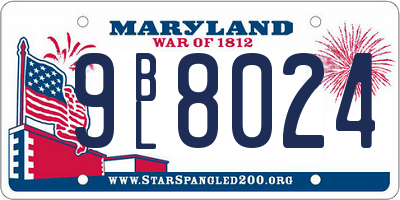 MD license plate 9BL8024